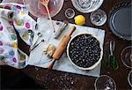 Ingredients for blueberry pie