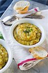 Potato soup with baguette