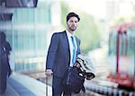 Businessman waiting at train station