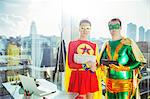 Superheroes standing in office