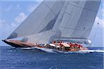 Endeavour Sails to Windward off Coast of Antigua during 2001 Antigua Classic Yacht Regatta