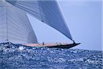 Sailing Yacht at Sea in Caribbean during Antigua Classic Yacht Regatta