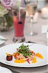 Lobster with Salad and Orange Slices at Wedding Reception, Toronto, Ontario, Canada