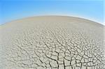 Wide Angle View of Cracked Dry Ground with Curved Horizon, Saintes-Maries-de-la-Mer, Camargue, Bouches-du-Rhone, Provence-Alpes-Cote d'Azur, France