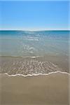 Sandy Beach in Summer, Mediterranean Sea, Saintes-Maries-de-la-Mer, Camargue, Bouches-du-Rhone, Provence-Alpes-Cote d'Azur, France