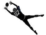 one  american football player man catching receiving in silhouette studio isolated on white background