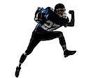 one  american football player man running in silhouette studio isolated on white background