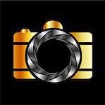 Camera with silver aperture- photography logo