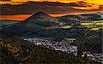 View of a Village in the Valley and Hills at Sunset as Seen from Turkensturz