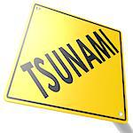 Road sign with tsunami image with hi-res rendered artwork that could be used for any graphic design.