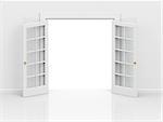 3d generated picture of an open white door