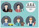Profession people. Set 1. Flat style icons in circles