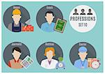 Profession people. Set 10. Flat style icons in circles