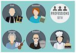 Profession people. Set 8. Flat style icons in circles