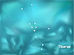 star constellation of taurus on blue background, vector