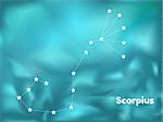 star constellation of scorpius on blue background, vector