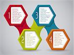 Abstract infographic design with connected hexagons containing text