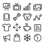 Vector stroke icons set isolated on white - internet, online business