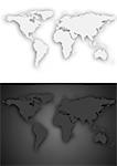 Dark and light grey blurred world map design. Vector background