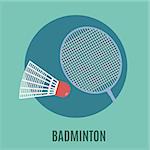 Badminton. Racket And Ball Flat Icon, EPS 8