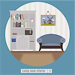 Living room interior. Flat icon for you design