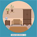 Living room interior. Flat icon. Set 4