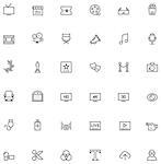 Set of the simple video and cinema related glyphs