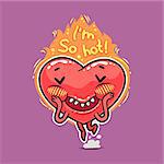 Cute Burning Heart for Humor Valentine's Day Design or T-Shirt Print. In the EPS file, each element is grouped separately. Clipping paths included in additional jpg format.