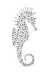 Seahorse made of dark balls on white background