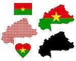 Burkina Faso map different types and symbols on a white background