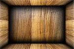 wooden box abstract interior finished with colorful plywood