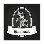Health and Nature Collection. Badge template with a herb on chalkboard background. Melissa