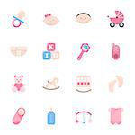 Baby flat icons set graphic illustration design