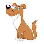 Funny cartoon doggy, vector illustration of cute dog