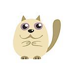 Cute white Siamese cat, vector illustration of funny kitty