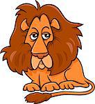 Cartoon Illustration of Funny Lion Wild Cat Animal