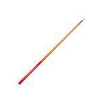 Billiard cue with red handle on white background