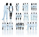 Large set of people silhouettes. Businesspeople; men and women.
