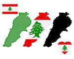 map of Lebanon and the different types of characters on a white background