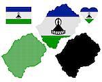 map of Lesotho different types and symbols on a white background