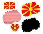 map of Macedonia and the different types of characters on a white background