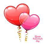 Valentine's Day Concept with Balloons in the form Heart. Vector isolated on white background.