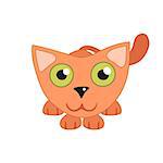 Cute cat lying and hunting, vector illustration of red funny kitty