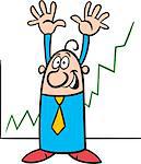 Concept Cartoon Illustration of Happy Businessman and Economic Growth