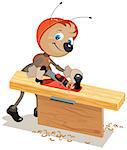 Ant carpenter planed board a plane. Illustration in vector format