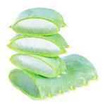 stack of fresh aloe vera slices  isolated on white background