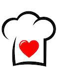 sign with black chef hat and red heart silhouette