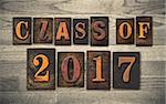 The words "CLASS OF 2017" written in vintage wooden letterpress type.