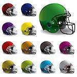 An illustration of American football helmets in various colors. EPS 10 available. EPS contains gradient mesh.