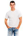 white t-shirt on a young man isolated